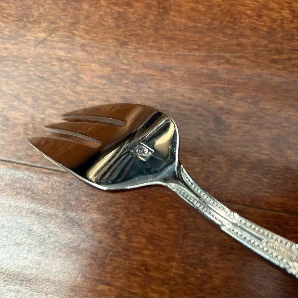 Waterford Russborough Stainless Steel Serving Spoon and Fork Silverware Set